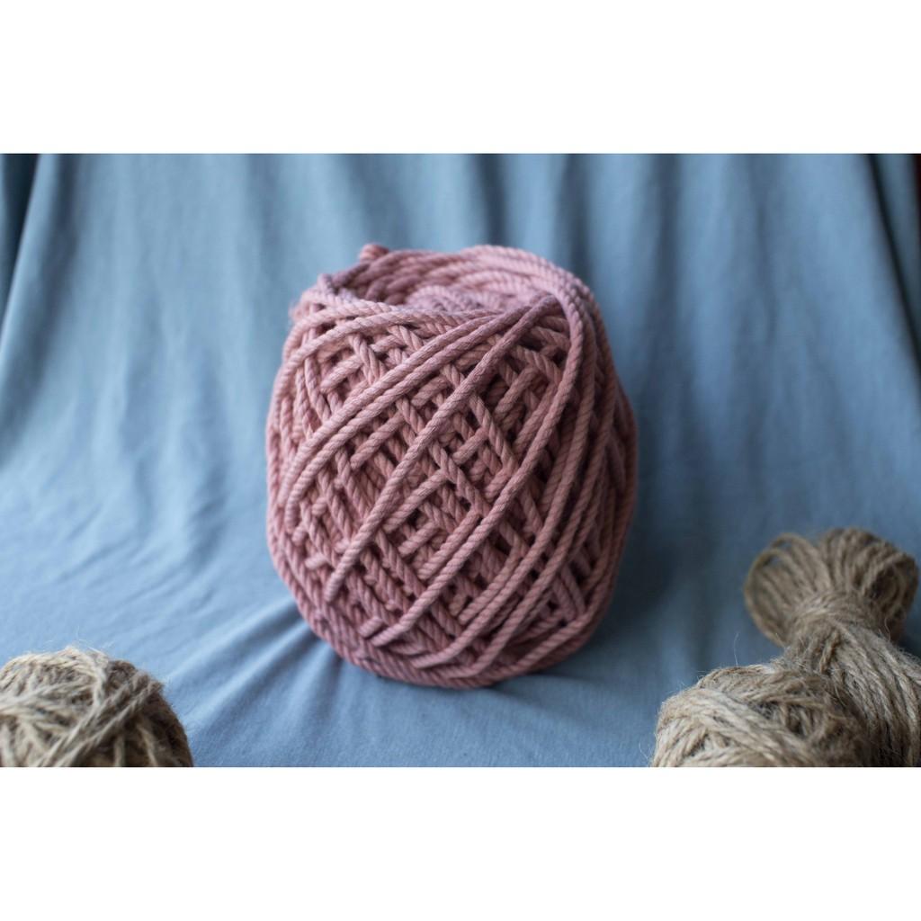 Dây thừng cotton làm handmade, macrame, decor màu Hồng vỏ đậu
