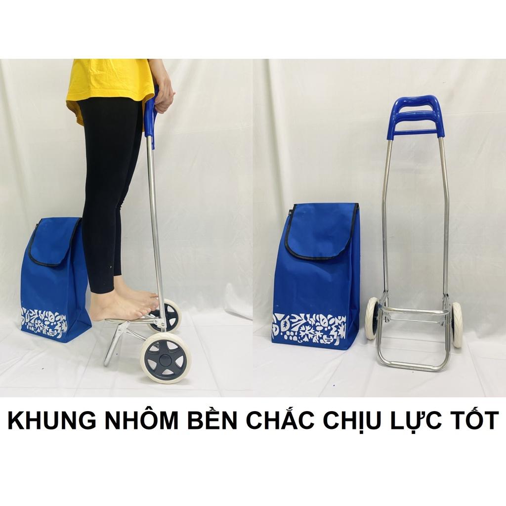 Xe kéo đi chợ gấp gọn Giỏ vải chống thấm siêu nhẹ tiện lợi có thế tháo rời Xe cao 93cm