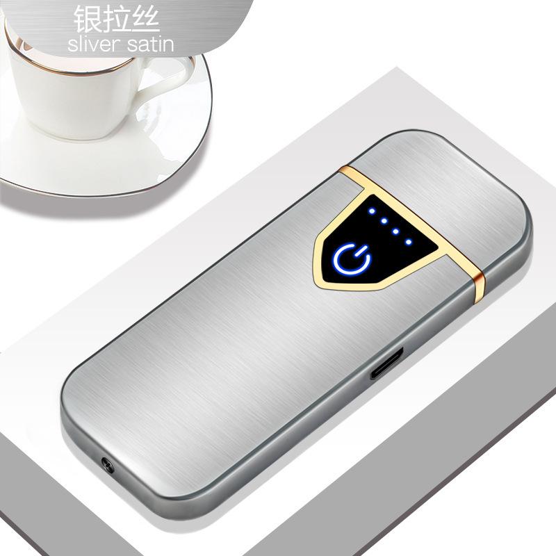 Đảm bảo chất lượng 711 cảm ứng vân tay sạc bật lửa chống gió cảm ứng siêu mỏng usb logo cố định bật lửa điện tử