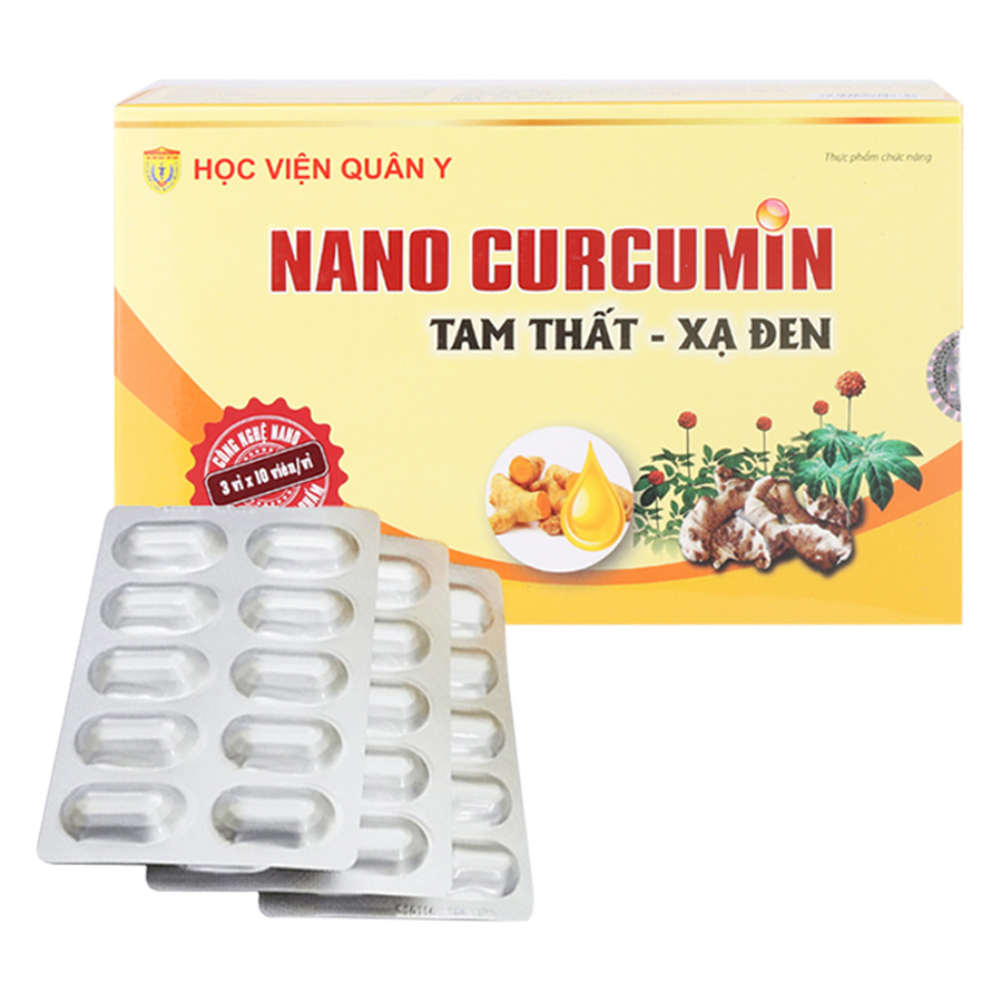 Thực Phẩm Chức Năng Nanocurcumin Tam Thất Xạ Đen Học Viện Quân Y (Hộp 30 Viên)