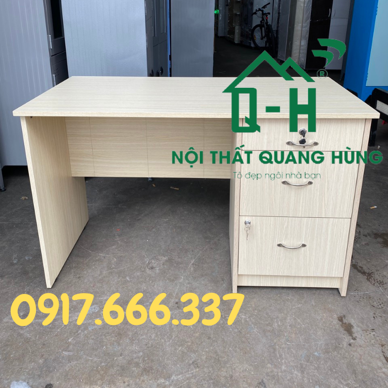 BÀN LÀM VIỆC 4 NGĂN KÉO DÀNH CHO VĂN PHÒNG MFC MÀU TRẮNG KEM