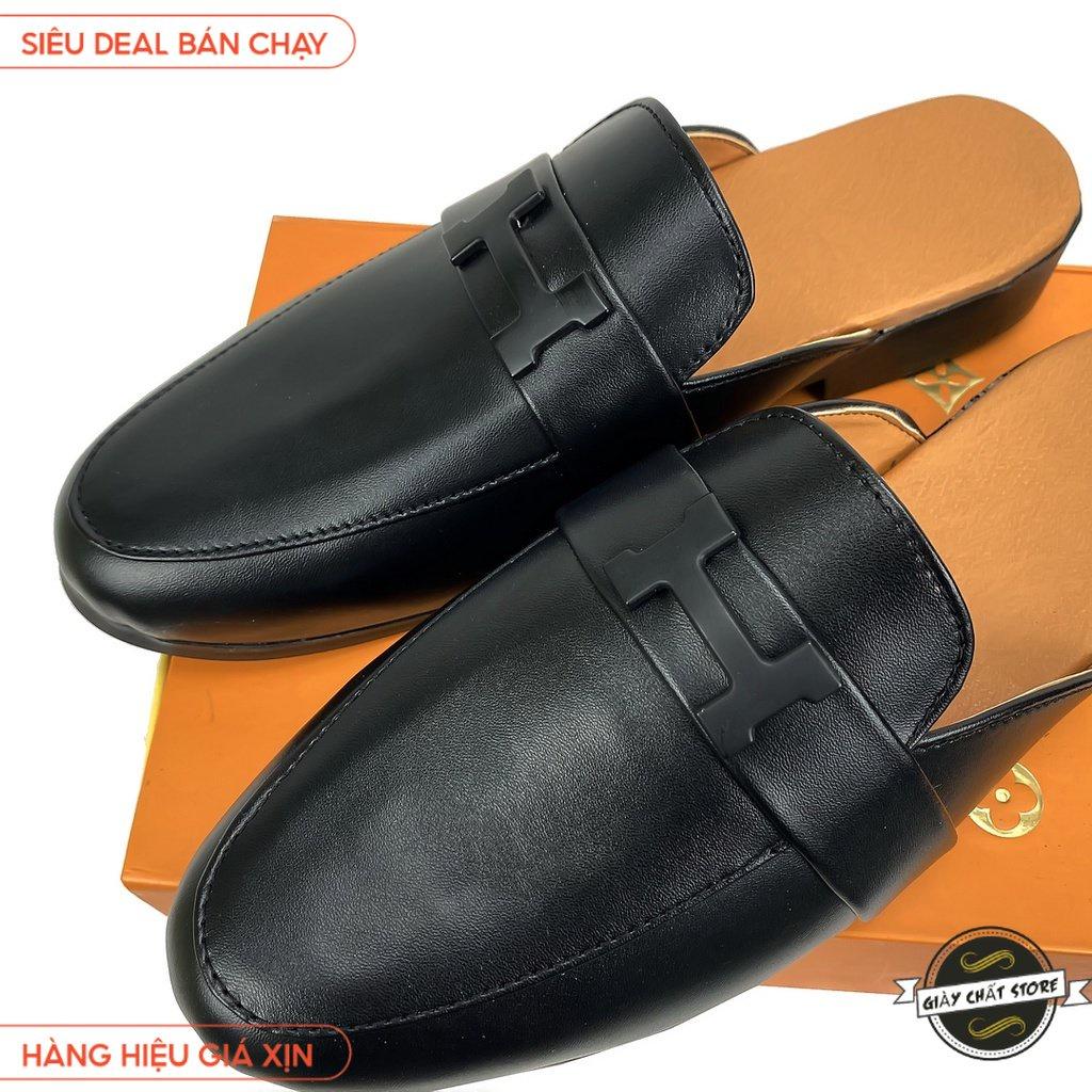 Giày sục nam, sục nam chữ H Da Pu - Mã GSN15 B2
