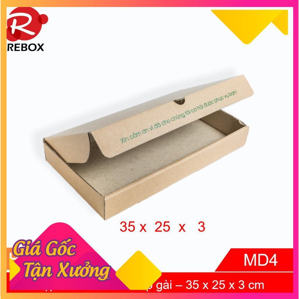 Hộp Carton 35x25x3 - 25 hộp gói hàng quần áo nắp cài siêu dày giá xưởng - hộp trơn