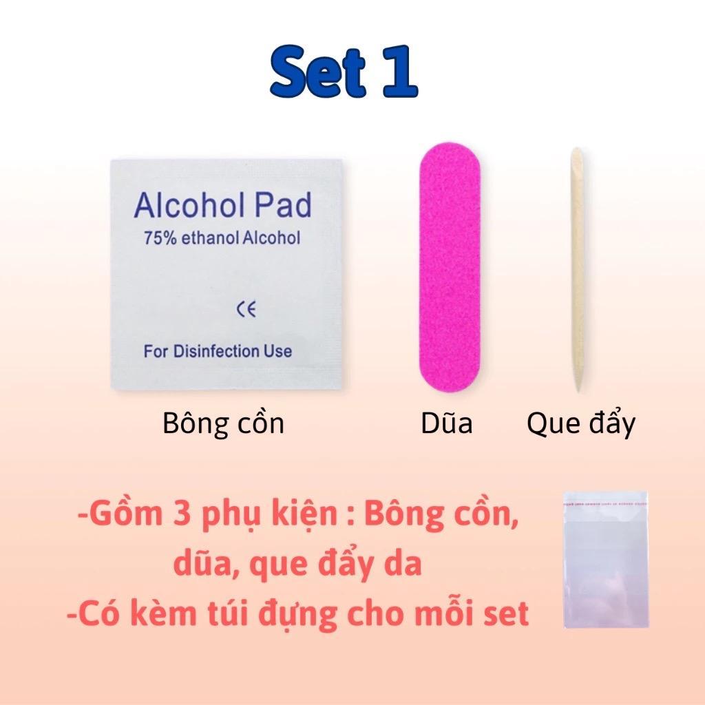 Combo Bộ Phụ Kiện Làm Nailbox Tiện Lợi Set Nhiều Món Miếng Dán, Dũa, Que Gỗ, Alcohol Lau Móng