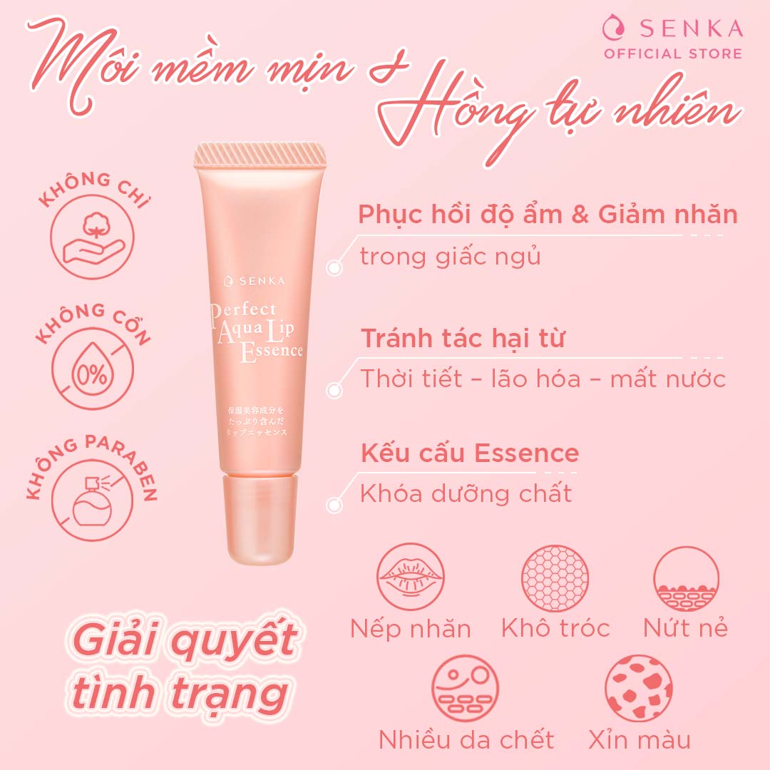 Mặt nạ ngủ dưỡng môi cấp ẩm giảm nhăn dạng tinh chất Senka Perfect Aqua Essence 10g