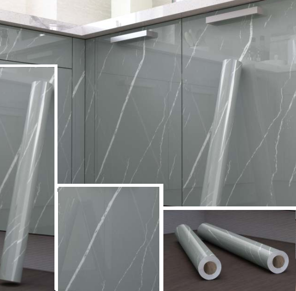 5M GIẤY DECAL DÁN BẾP TRÁNG NHÔM CÁCH NHIỆT KEO SẴN KHỔ 60CM MẪU VÂN ĐÁ MỚI NHẤT DB023 XÁM NHẠT SỢI TRẮNG