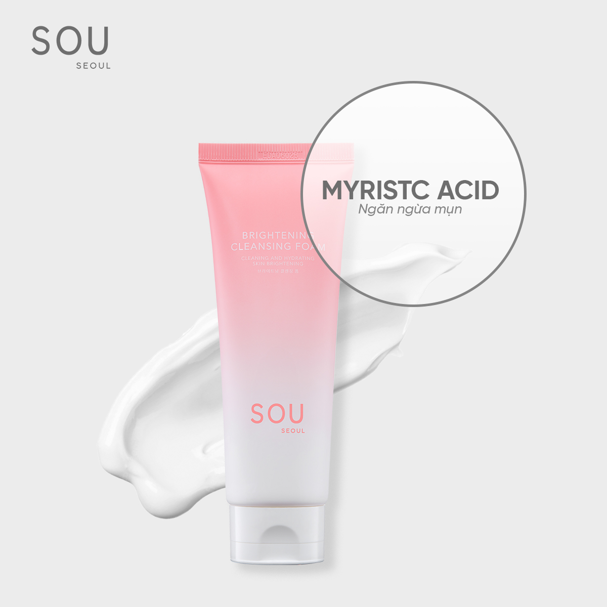 Sữa Rửa Mặt Dưỡng Trắng Da SOU - SOU Brightening Cleansing Foam 150g