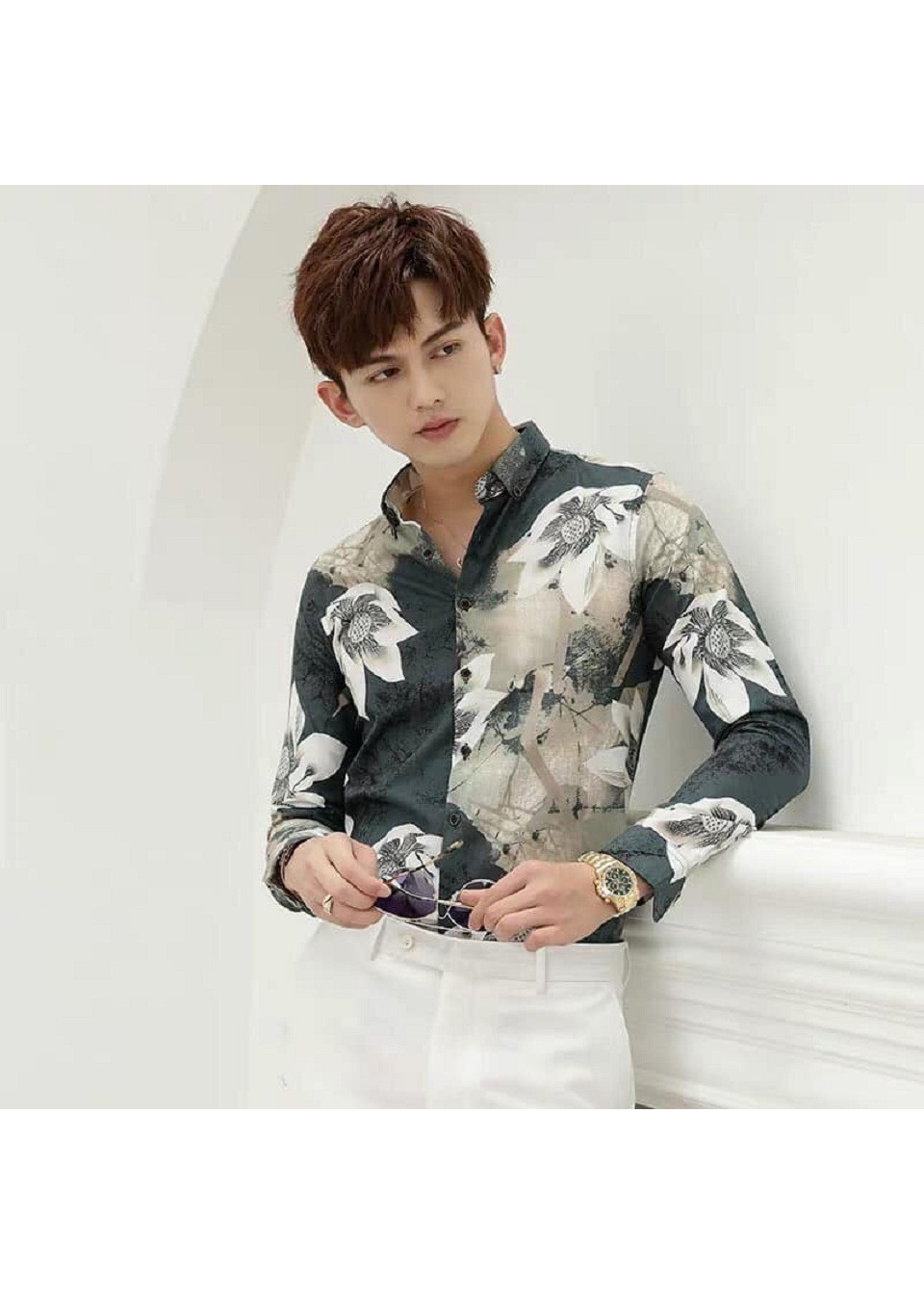 ÁO SƠ MI NAM TAY DÀI HOẠ TIẾT