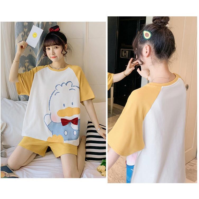 Bộ Pijama Nữ Cộc Tay Họa Tiết 3D Dáng Rộng Nhiều Màu - DOMIN clothing