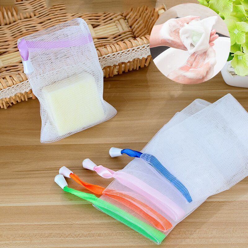 Túi lưới để xà bông tạo bọt, dày 2 lớp, có dây rút , túi tạo bọt xà phòng /Mesh Foaming Soap Bag