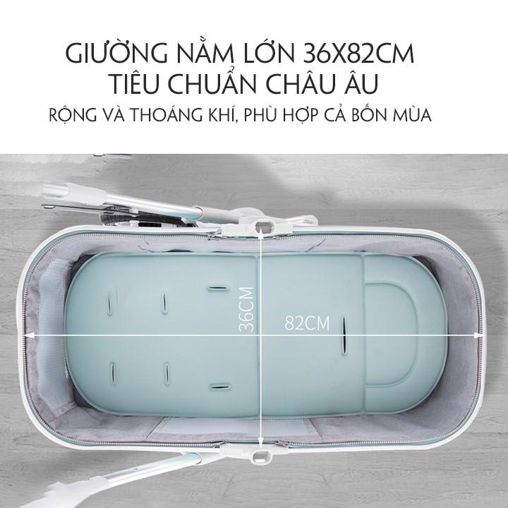 Xe đẩy em bé, xe đẩy trẻ sơ sinh 2 chiều 3 tư thế có giảm xóc nôi tháo rời bánh xe cao su