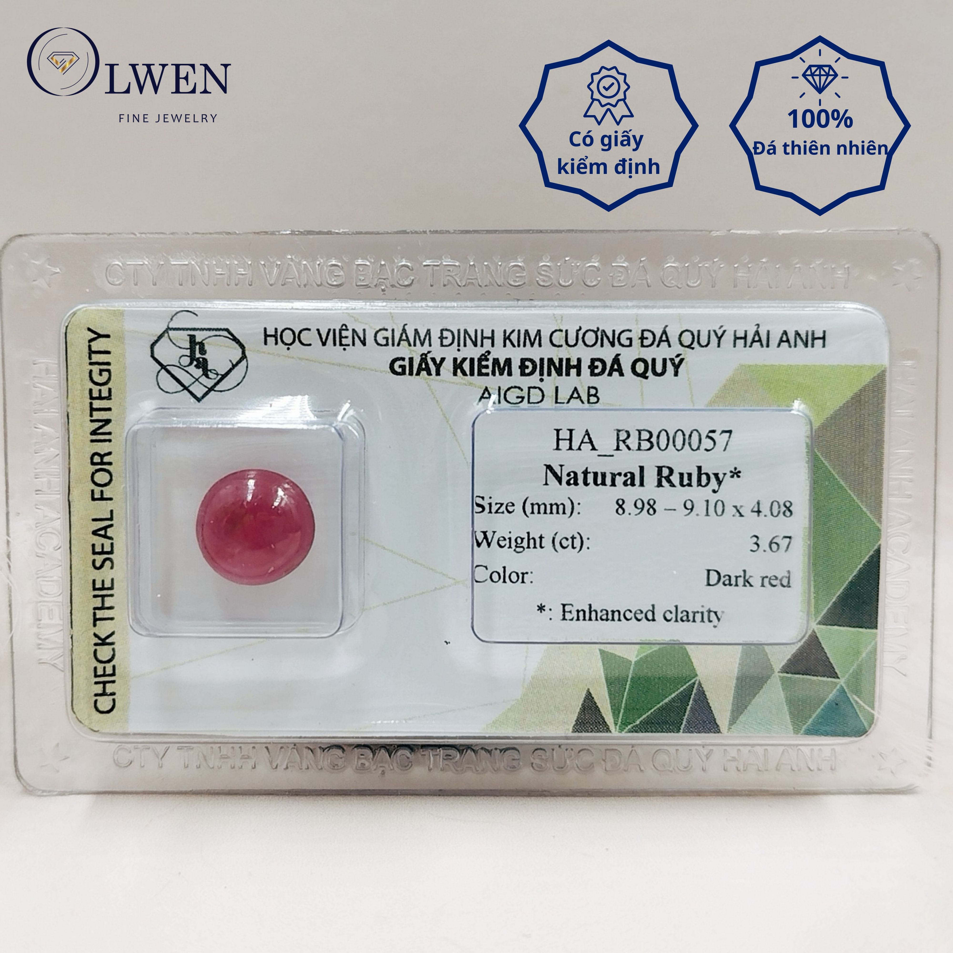 Viên đá Ruby thiên nhiên kiểm định AIG_HA-RB00057