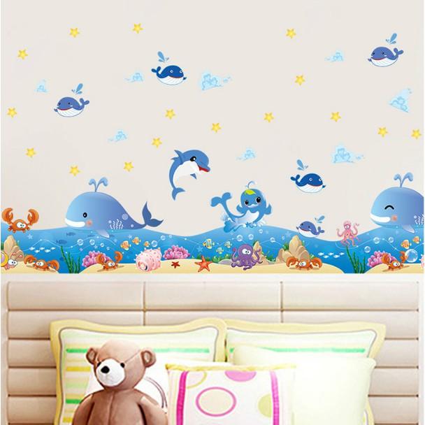 Decal trang trí chân tường - Cá Voi Xanh Đại dương