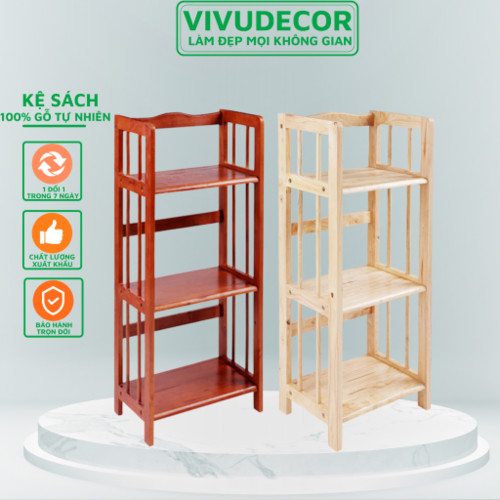 Kệ Sách Vivudecor 100% Gỗ Tự Nhiên, Kệ Gỗ Trang Trí Tiện Ích, Đa Năng, Sang Trọng, Chất Lượng Xuất Khẩu