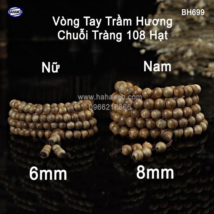 Vòng tay Trầm Hương chuỗi tràng 108 hạt (BH699) Chuỗi vòng trầm 2in1 - Trầm Tốc Việt - Bracelet of HAHANCO