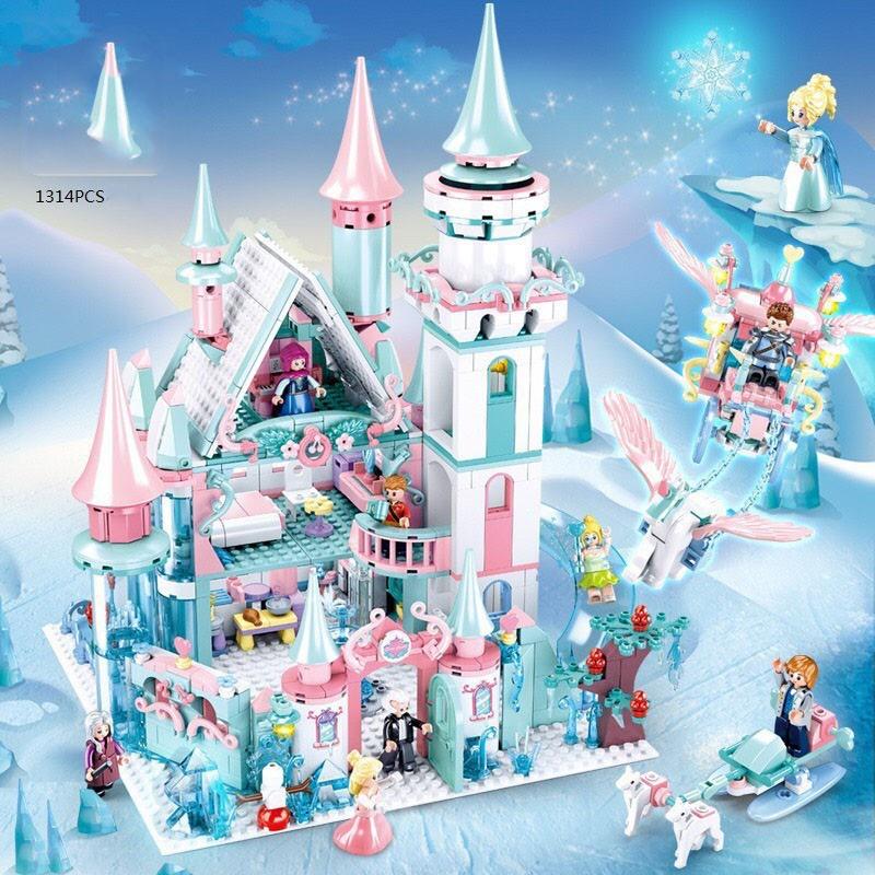 Bộ đồ chơi lắp ráp kiểu lego Lâu Đài Công Chúa Frozen Villa Model Sluban M38 0789 với 1314 chi tiết