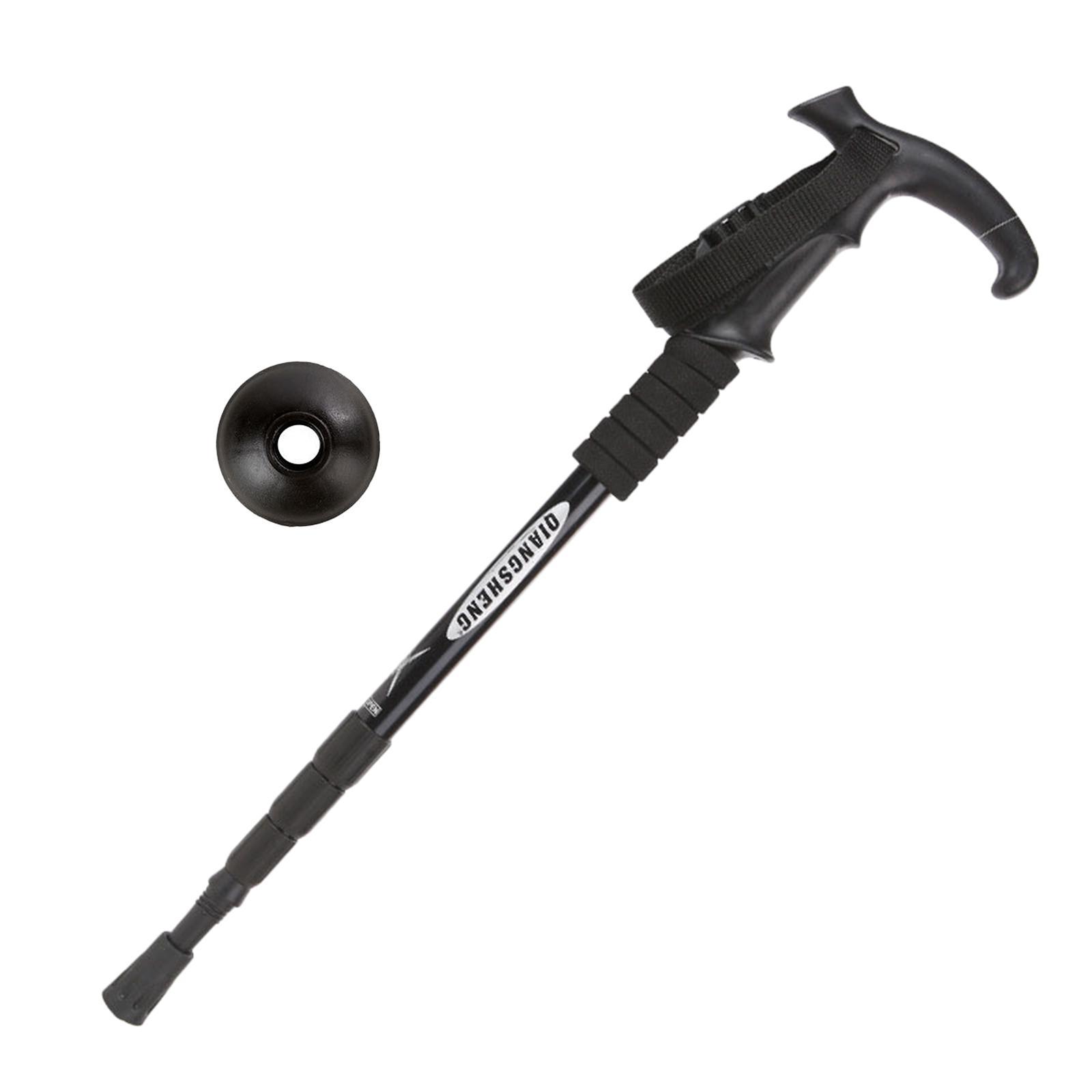 Aluminum Telescopic Elderly Walking Cane Anti Rust Anti Slip Rubber Handle Black