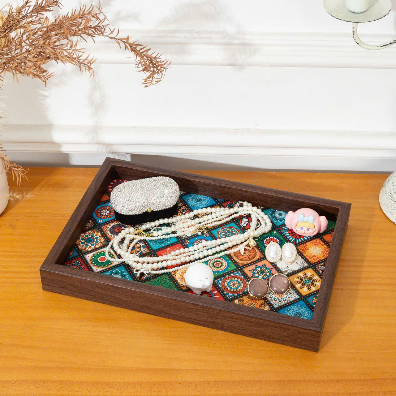 Khay Trà Gỗ Họa Tiết Mosaic Phong Cách Bohemian 30×20cm | Khay Đựng Ly Cốc Cao Cấp | Khay Decor Trang Trí Nhà Cửa -  HÀNG CHÍNH HÃNG MINIIN