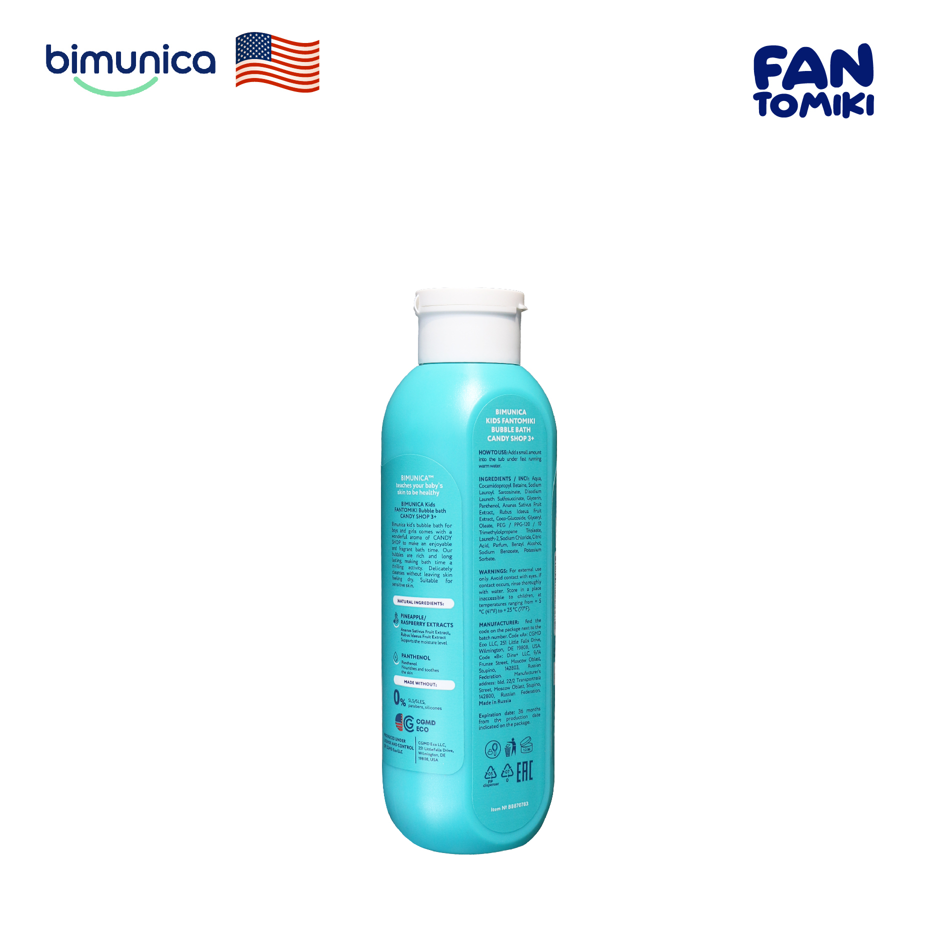 Sữa Tắm Tạo Bọt BIMUNICA Fantomiki Cho Bé từ 3 Tuổi - 250ml Không Cay Mắt, Làm Sạch, Làm Mềm