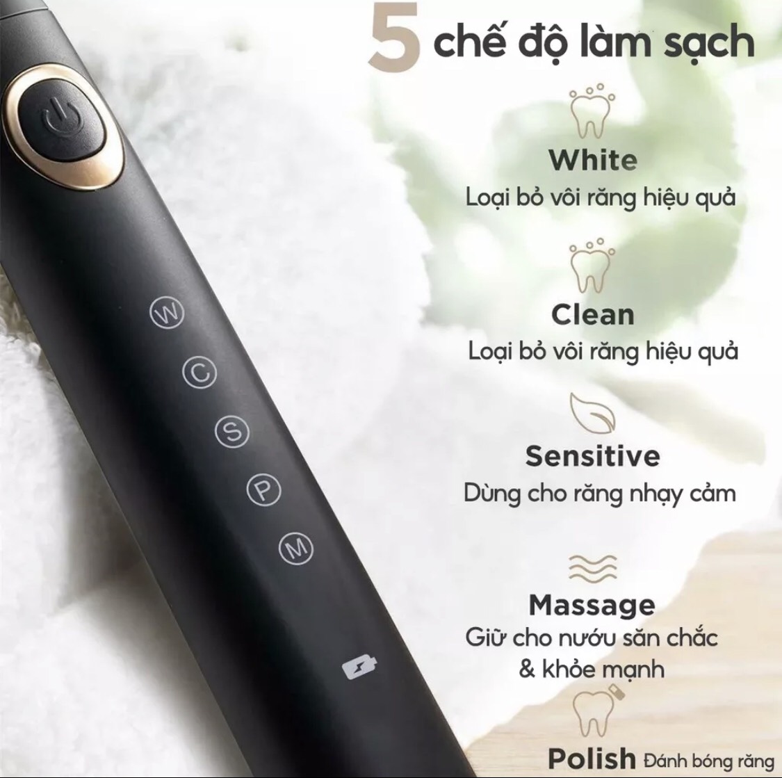 Bàn chải điện Seago FW 508 - 5 chế độ sử dụng - Tần số rung 40.000 lần mỗi phút - Hàng chính hãng - Bảo hành 12 tháng