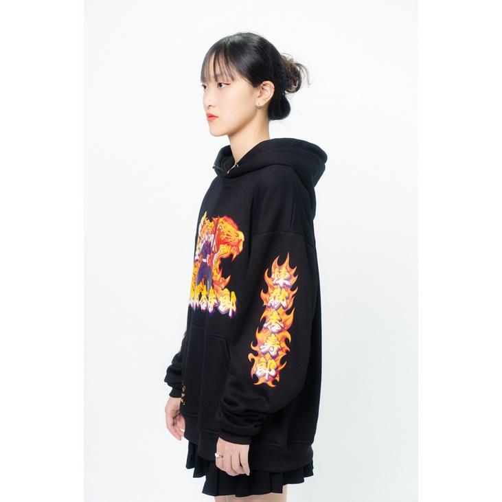 Áo hoodie Wrightz anime demon slayer Kimetsu no Yaiba Rengoku Kiyojuro unisex oversize