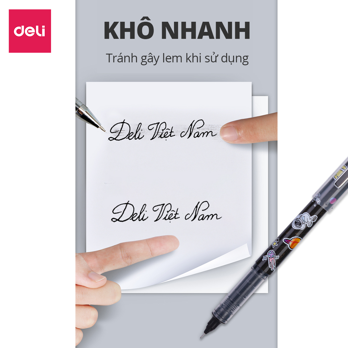 Bút gel phi hành gia astronut Deli - Mực đen - Vỏ màu ngẫu nhiên - S873