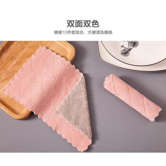 Khăn lau ️FREESHIP️Set 10 Khăn Lau Nhà Bếp 2 Mặt Đa Năng Siêu Th