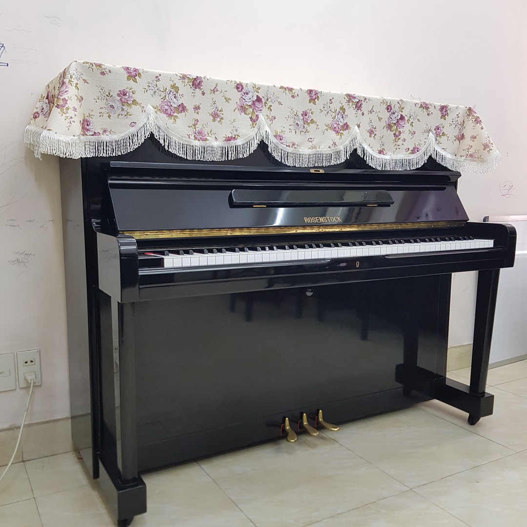 Khăn phủ đàn Piano cơ mẫu họa tiết hoa hồng