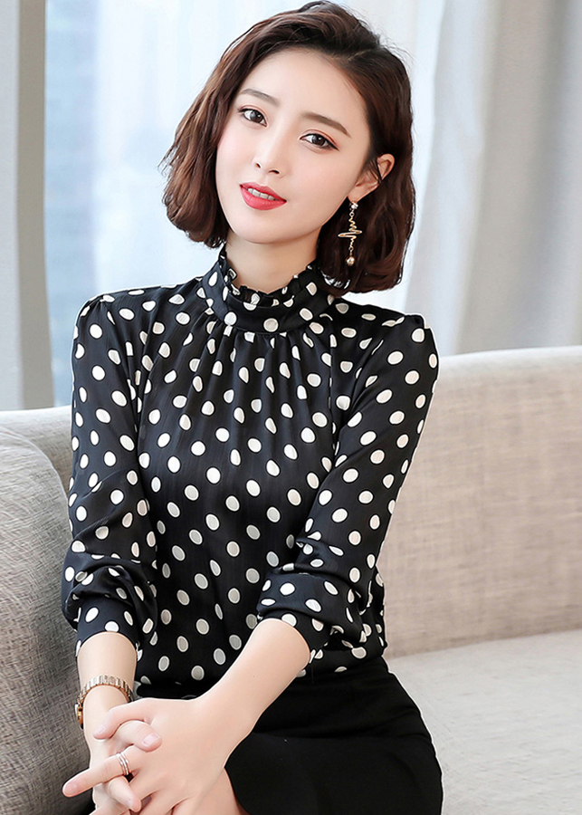 Mua Áo Sơmi Nữ Vải Lụa Chấm Bi Thời Trang - TC03563 Mua Áo Sơmi Nữ Vải Lụa Chấm Bi Thời Trang - Tc03563