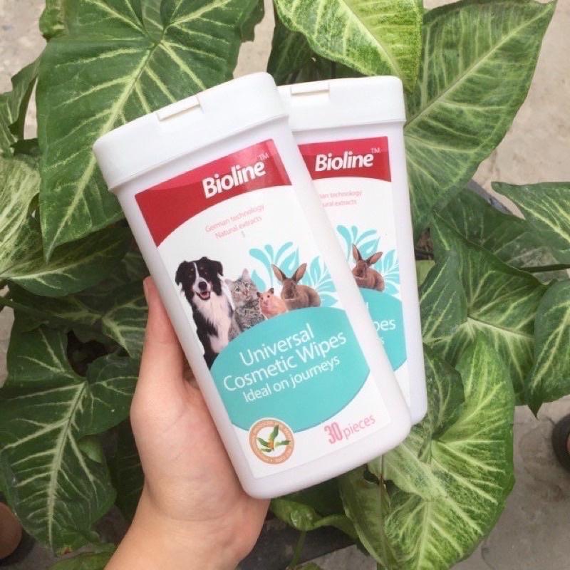 Khăn lau ố mắt Bioline dùng cho chó mèo hay chảy nước mắt