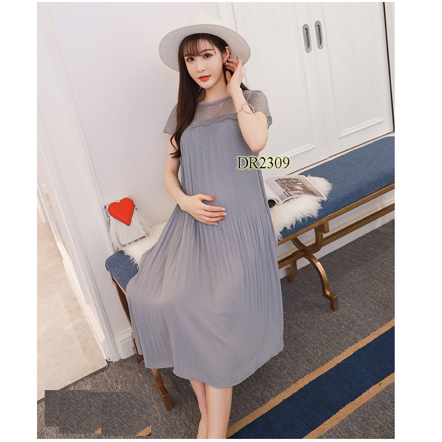 ĐẦM BẦU CHIFFON XẾP LY DÀI DR2309