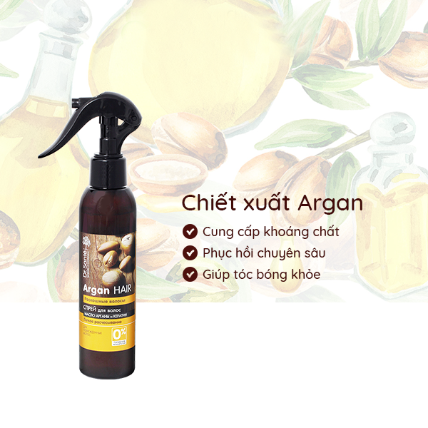 Xịt khoáng phục hồi tóc hư tổn Dr. Sante Argan Hair (0% paraben và hóa chất) 150ml