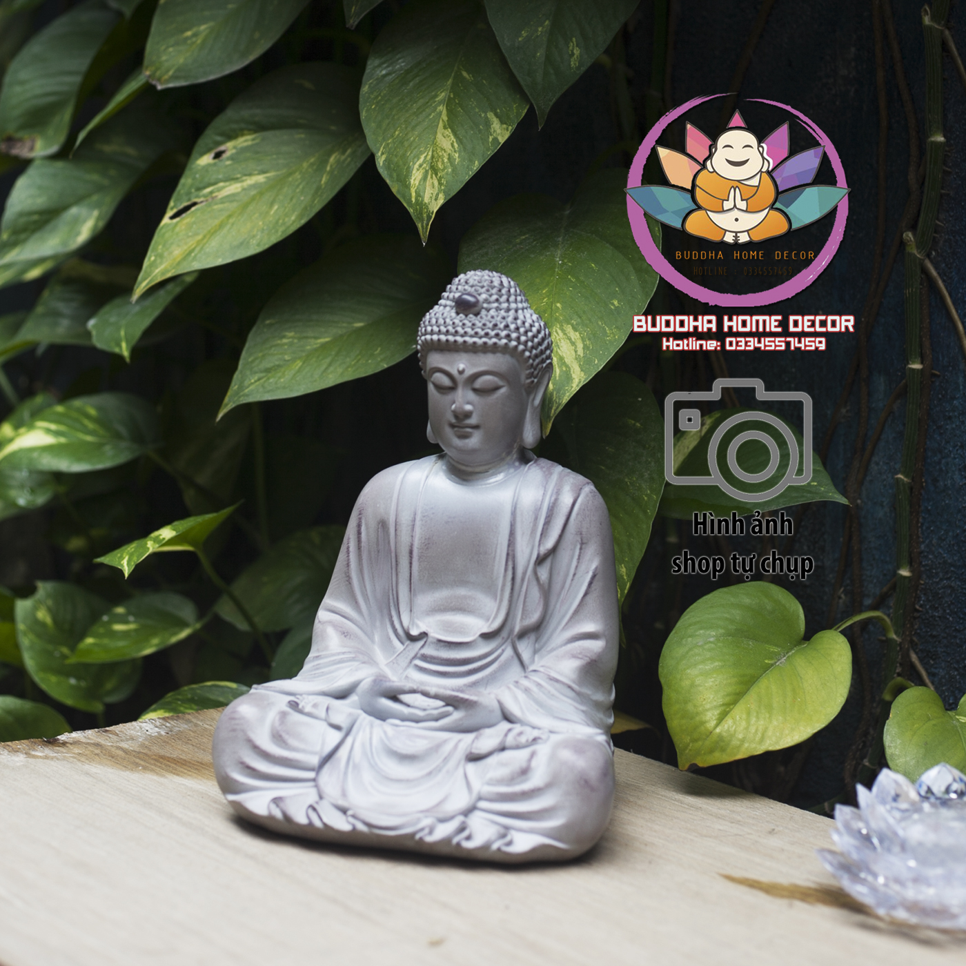 Tượng Phật A Di Đà Gỉa Cổ Áo Xám Cao 24cm Bằng Composite, Tượng Phật Đặt Thờ, Decor Trang Trí Nhà Cửa, Sân Vườn