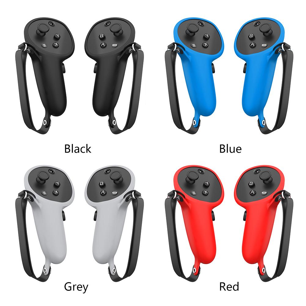 Vỏ bộ điều khiển silicone VR Tất cả các tay cầm bao gồm bao gồm vỏ chống va chạm có thể điều chỉnh dây đeo cho meta Quest Pro VR màu: Đen