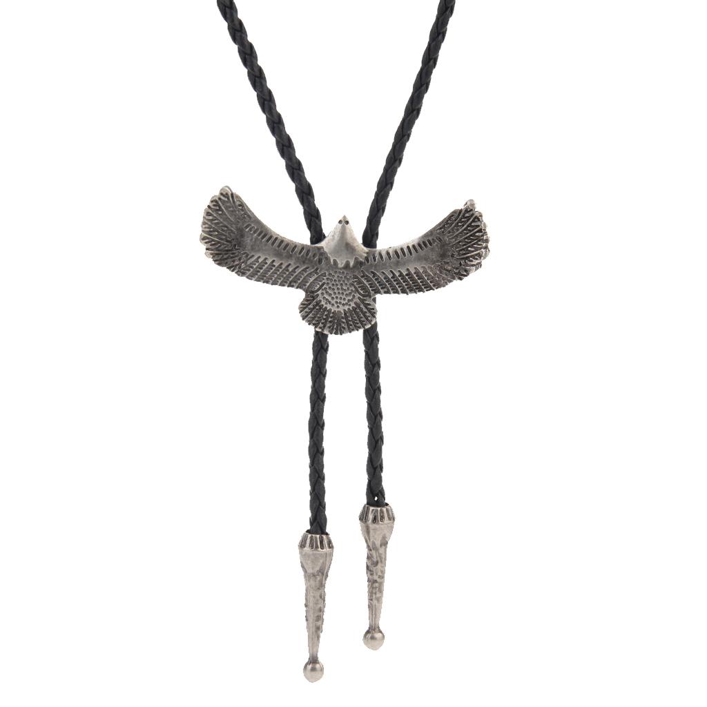 Adult Men Antique Style Alloy Metal Eagle Pendant Bolo Tie Necktie Necklace