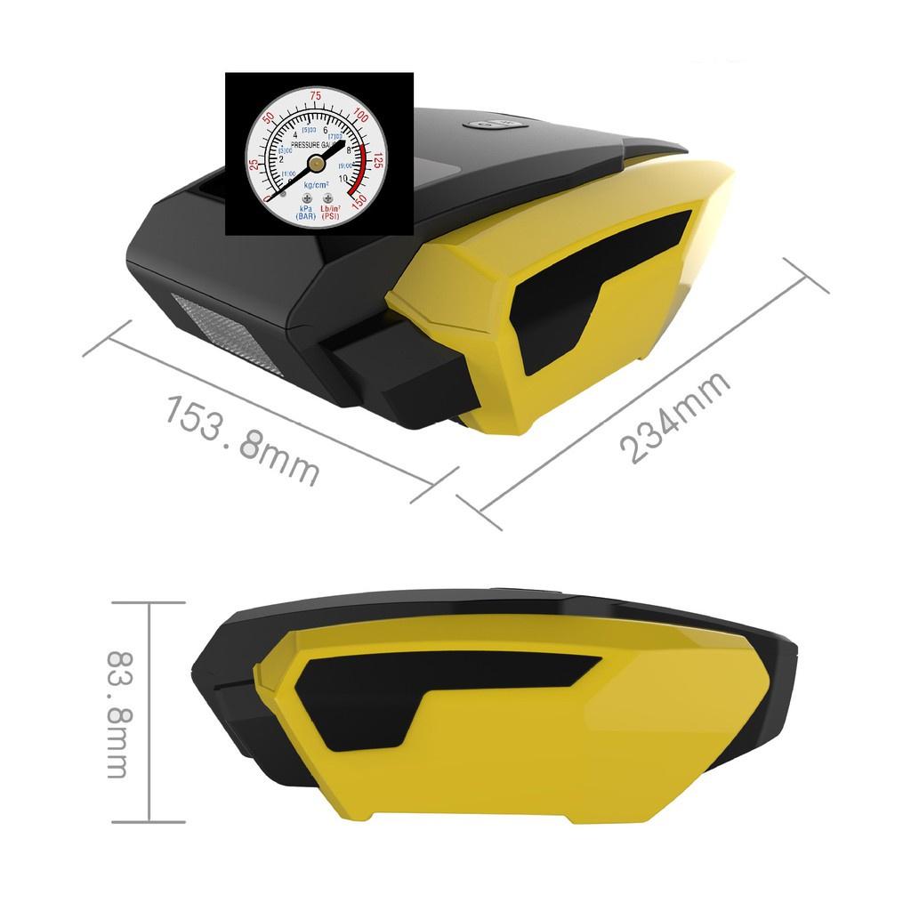 Bơm Lốp Ô Tô ĐỒNG HỒ Cơ Dung Tích XILANH LỚN Bơm Khỏe, Tích Hợp Đèn Chiếu Sáng Siêu Bền Bỉ