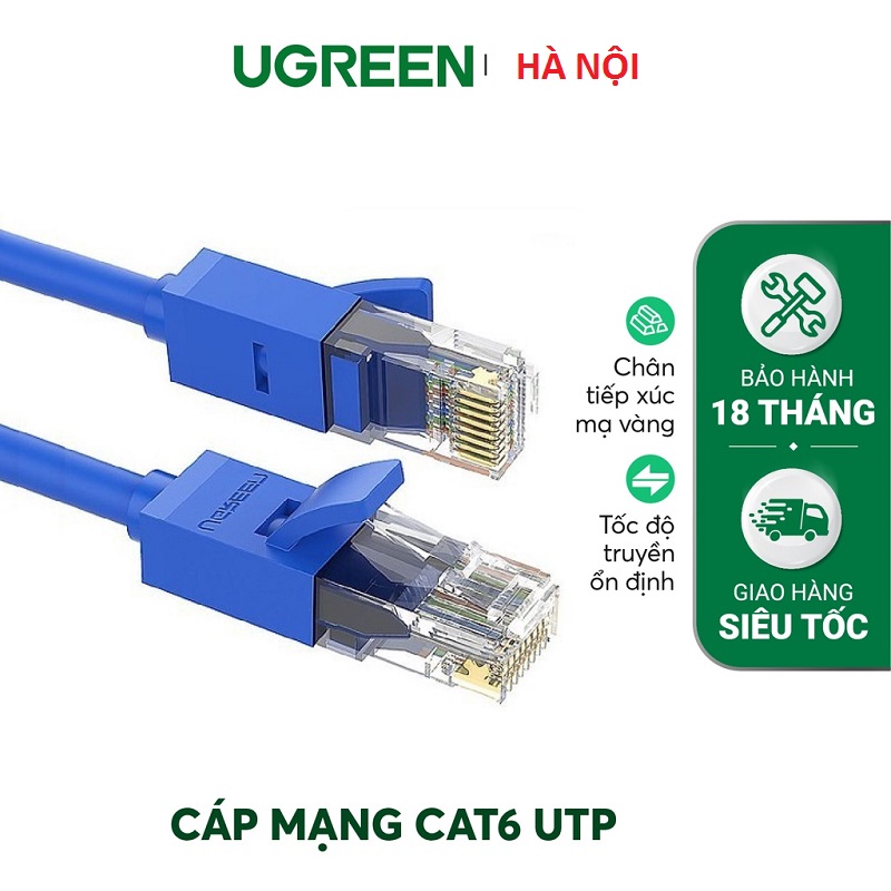 Cáp mạng đúc sẵn Cat6 2m chính hãng Ugreen 11202 cao cấp hàng chính hãng