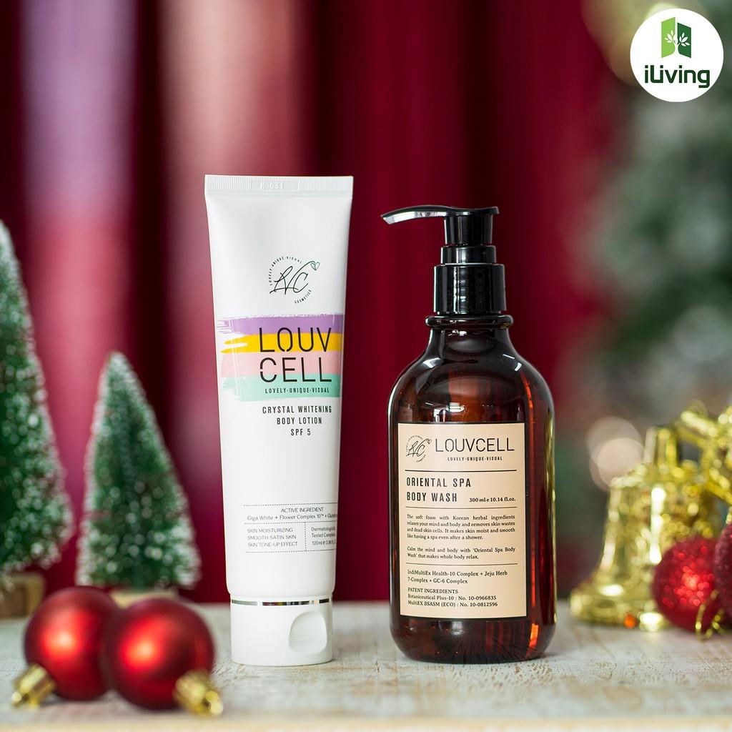 Combo bộ sản phẩm dưỡng thể gồm kem dưỡng trắng body và Tẩy tế bào ch.ết body LOUV CELL