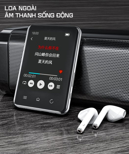 Máy Nghe Nhạc MP3 Ruizu D-66 Bộ Nhớ 16GB Màn Hình Cảm Ứng 2.8 inch Bluetooth 5.0 - Hàng Chính Hãng