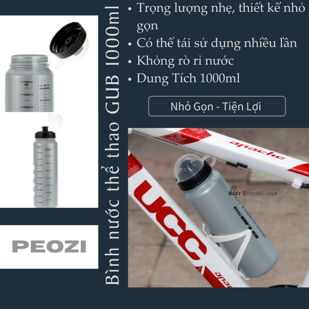 Bình nước thể thao | Bình nước xe đạp thể thao | Chai nước thể thao GUB Cao Cấp Không Mùi dung tích 1000ml