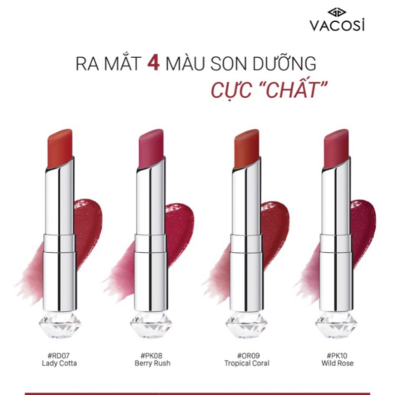 Son Dưỡng Vacosi Natural Color Lip Balm 3g #OR 09 Tropical Coral