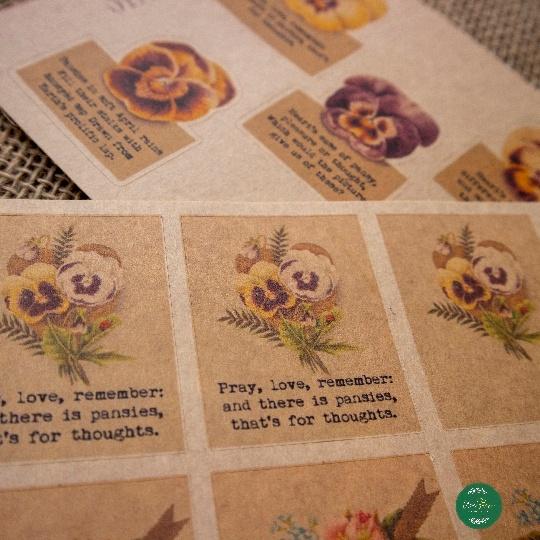 sticker sheet pansies - hình dán thiết kế trang trí sổ nhật kí, sổ tay | Bullet journal sticker - uni038