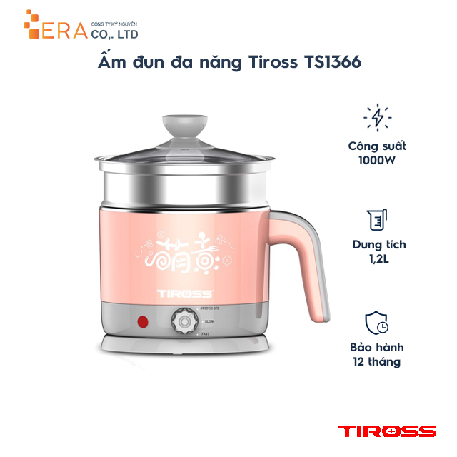 Ca Nấu Đa Năng Tiross TS1366 - Hồng - Hàng chính hãng