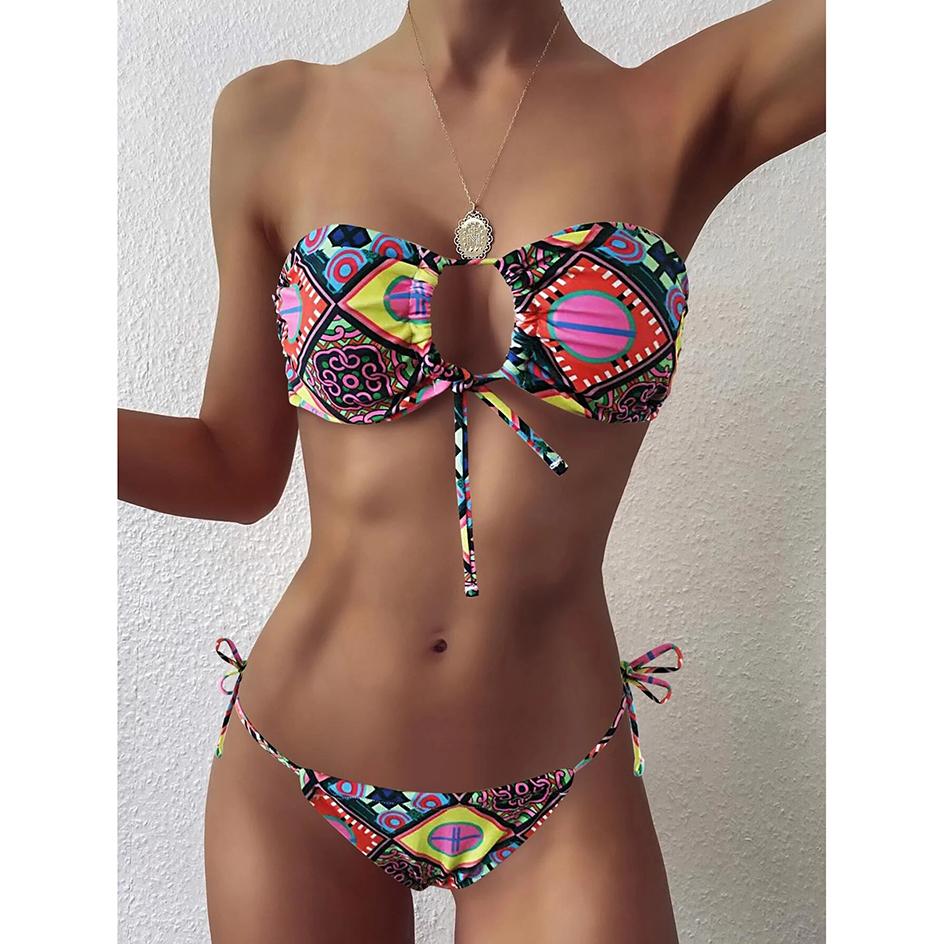 Bikini Gợi Cảm 2021 Bandeau Đồ Bơi Nữ Đồ Bơi Nữ Mini Thông Bikini Bộ Bather Bơi Đi Biển Cho Người Phụ Nữ Áo Tắm