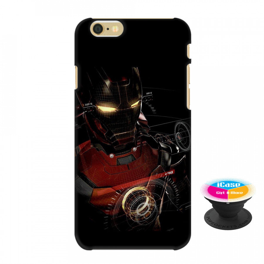 Ốp lưng nhựa dẻo dành cho iPhone 6S in hình Người Sắt - Tặng Popsocket in logo iCase - Hàng Chính Hãng