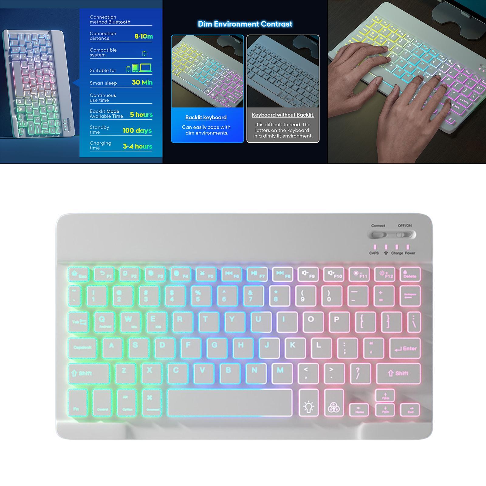 Wireless Bluetooth Keyboard, RGB Backlight for Windows for iOS for Mac OS Laptops