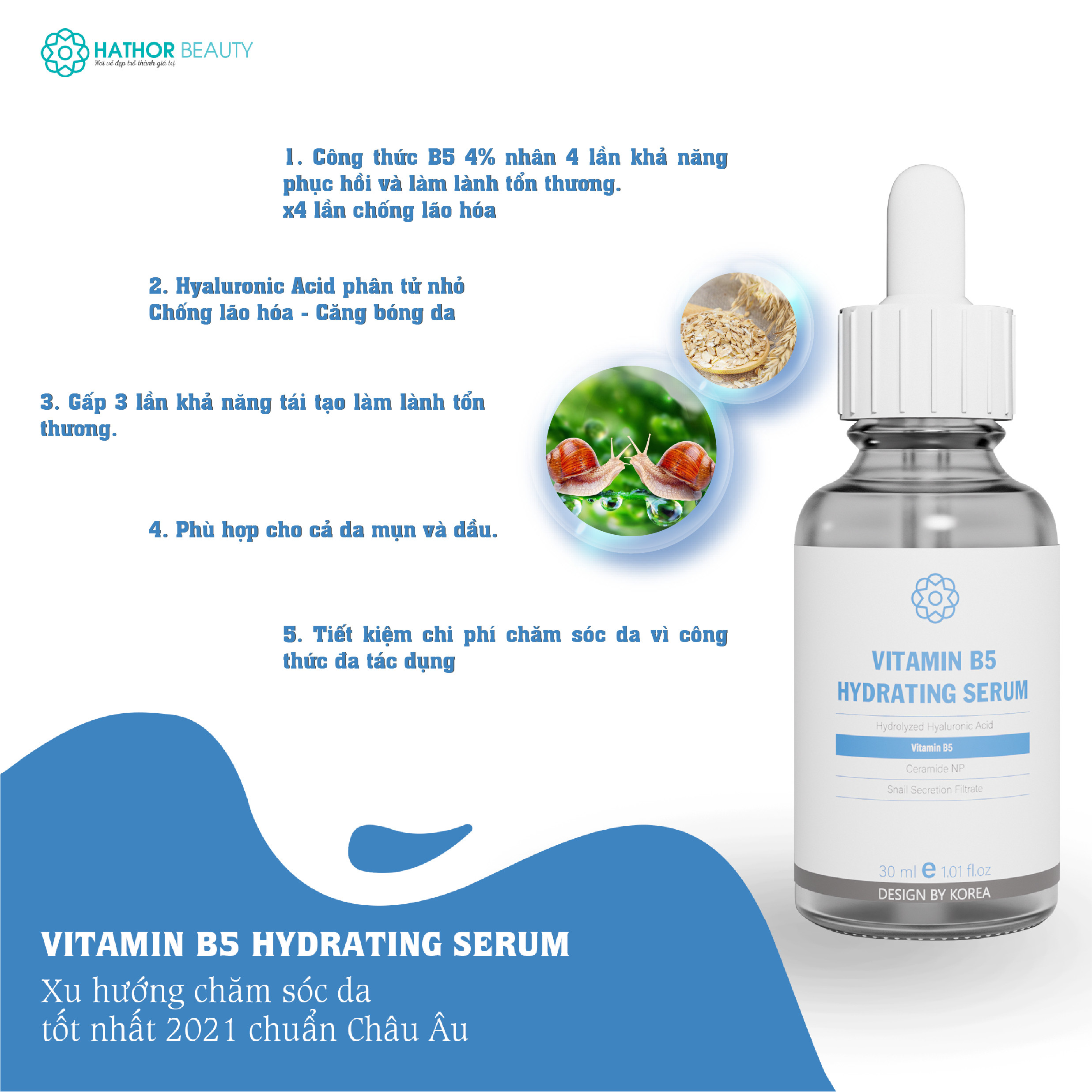 Vitamin B5 Hydrating Serum Siêu Cấp Ẩm Và Phục Hồi Da Hathor Beauty 30ml