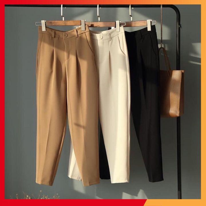 Quần baggy nữ ️CHẤT ĐẸP ️ Quần ống suông công sở chất vải mưa tuyết dày dặn siêu mềm mịn, from chuẩn không lo lỗi mode