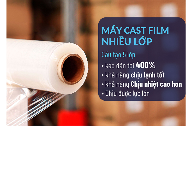 Màng PE Quấn Hàng Pallet TPP, PE Stretch Film, Màng Nhựa Bọc Hàng, Màng Co, Màng Cuốn Hàng,Màng Chít, 3.96kg/cuộn, TRONG SUỐT