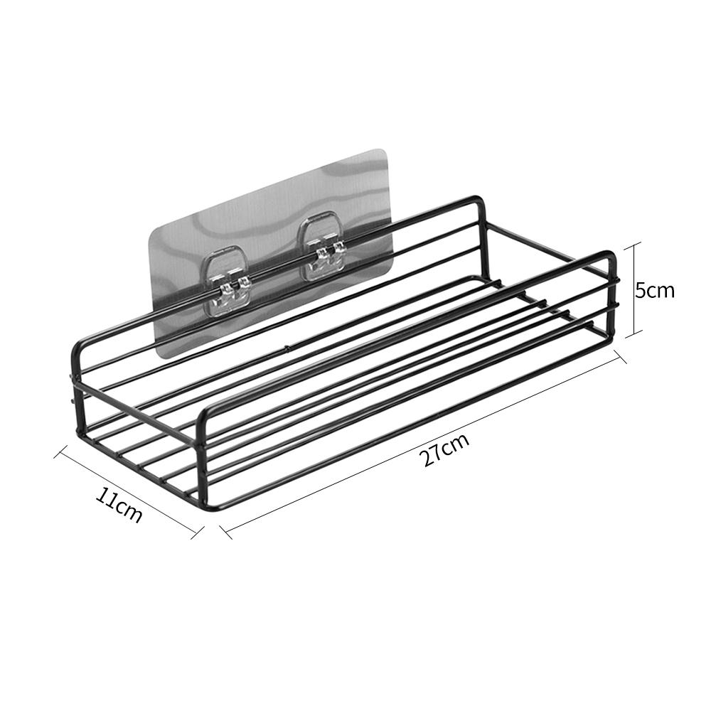 Kệ treo tường bằng kim loại không cần đục lỗ để đựng gia vị phòng bếp, phòng tắm tiết kiệm không gian